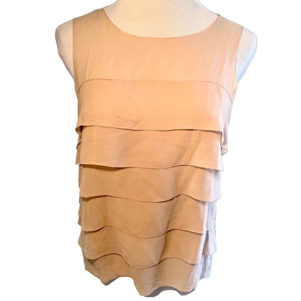 Moda International 100% Silk Blush Pink Ruffle Top